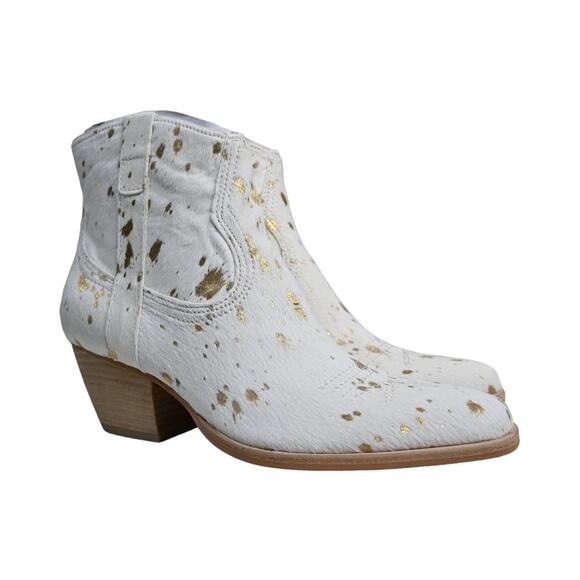 Dolce Vita Womens 8.5 Silma Bootie in Cow Hair Gold Multi NEW - Picture 2 of 12
